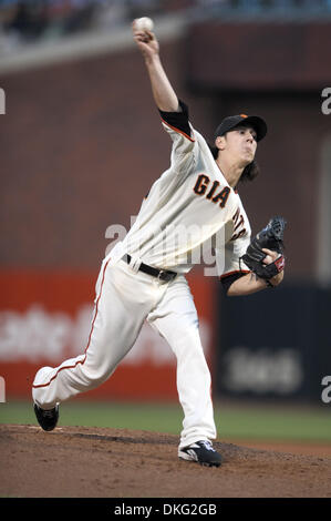 27. Juli 2009 - San Francisco, Kalifornien - San Francisco Giants Krug TIM LINCECUM in Aktion während des MLB-Spiels zwischen den Pittsburgh Pirates und die San Francisco Giants im AT&T Park in San Francisco. (Kredit-Bild: © Matt Cohen/Southcreek Global/ZUMA Press) Stockfoto