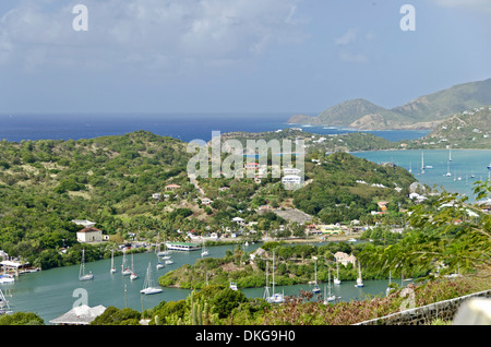 English Harbour und Falmouth Bay, Antigua, kleine Antillen, Karibik, Amerika Stockfoto