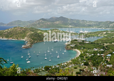 English Harbour und Falmouth Bay, Antigua, kleine Antillen, Karibik, Amerika Stockfoto