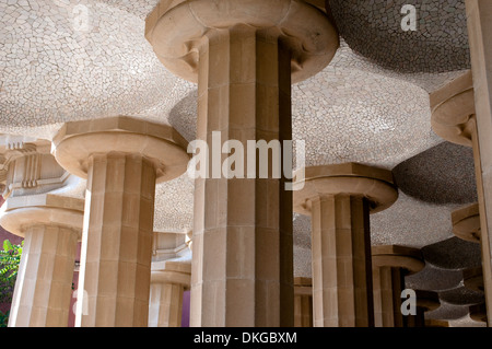 Dorische Säulen, Park Güell, Barcelona, Katalonien, Spanien Stockfoto