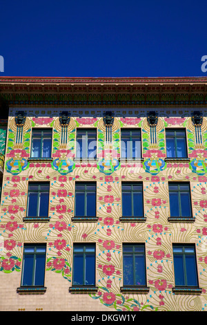 Otto Wagners Jugendstil Apartments, Majolika-Haus, Wien, Österreich, Europa Stockfoto