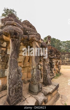 Elefant König Terrasse in Angkor Thom, Angkor, UNESCO-Weltkulturerbe, Siem Reap Province, Kambodscha, Südost-Asien Stockfoto