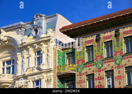 Otto Wagners Jugendstil Apartments, Majolika-Haus, Wien, Österreich, Europa Stockfoto