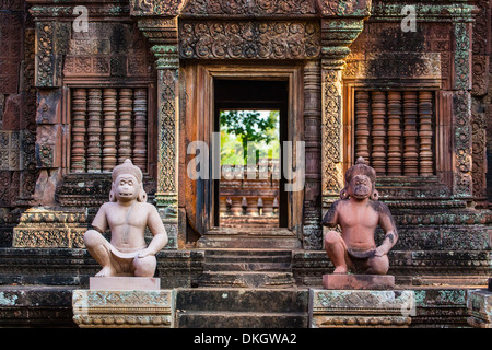 Banteay Srei Tempel in Angkor, UNESCO-Weltkulturerbe, Siem Reap Province, Kambodscha, Asien, Südostasien, Indochina Stockfoto