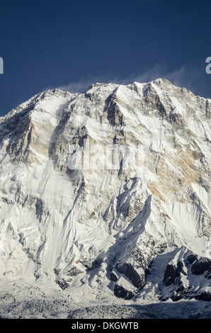 Annapurna I (Südwand), 8091m, vom Annapurna Basislager, 4130m, Annapurna Conservation Area, Nepal, Himalaya, Asien Stockfoto