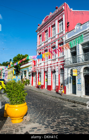 Bunte koloniale Architektur, UNESCO-Weltkulturerbe, Olinda, Pernambuco, Brasilien, Südamerika Stockfoto