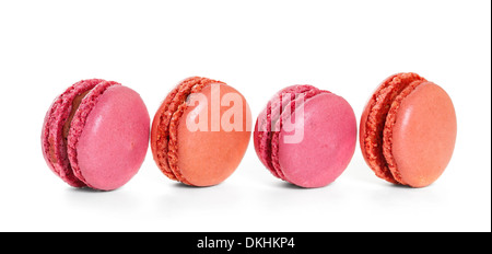 Französische Macarons. Isoliert auf weißem Hintergrund Stockfoto