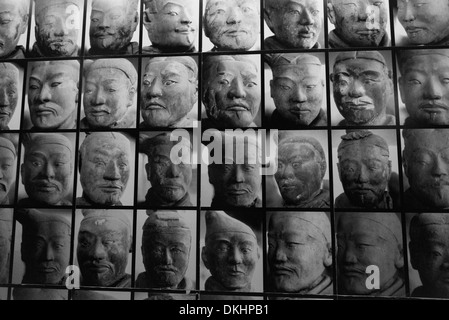 Gesichter der Terrakotta-Krieger in Shaanxi History Museum, Xian, China Stockfoto