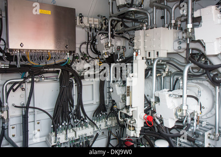 Maschinenraum mit pneumatischen Systemen Stockfoto