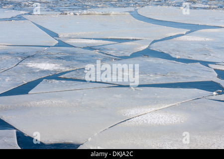 Gefrorene Meer mit großen Eisschollen Stockfoto