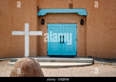 Kirche von Santa Clara Pueblo. New-Mexico Stockfoto