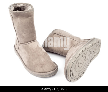 Winterstiefel grau Ugg Typ Stockfoto