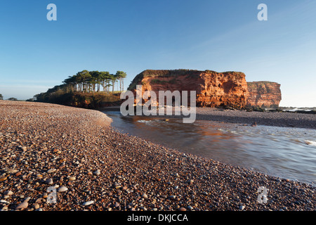 Mündung des River Otter bei Budleigh Salterton. Juraküste Welterbe-Aufstellungsort. Devon. England. VEREINIGTES KÖNIGREICH. Stockfoto