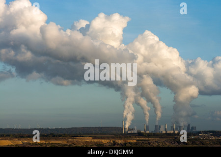 Braunkohle-Tagebau Garzweiler bei Jüchen Kohlekraftwerke Frimmersdorf, North Rhine-Westphalia, Germany, Europe Stockfoto