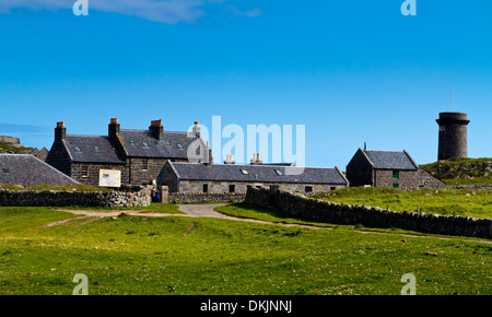 Steinhäuser am Hynish auf Insel Tiree Inneren Hebriden Scotland UK gebaut 1838 als Basis für Gebäude von Skerryvore Leuchtturm Stockfoto