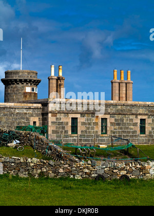 Steinhäuser am Hynish auf Insel Tiree Inneren Hebriden Scotland UK gebaut 1838 als Basis für Gebäude von Skerryvore Leuchtturm Stockfoto