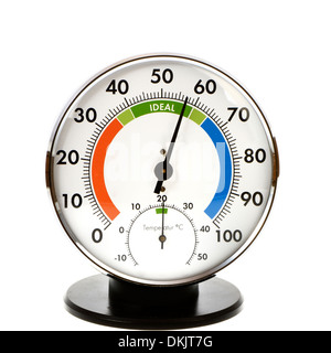 Analoge Hygrometer und Thermometer - ist alles im grünen Stockfoto