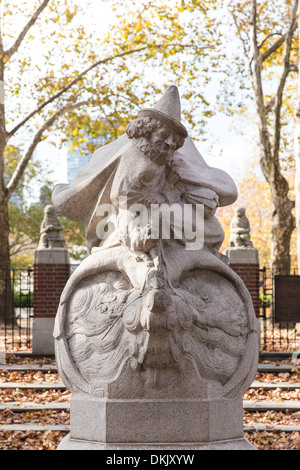 Mutter Gans Statue, Central Park im Herbst, NYC Stockfoto