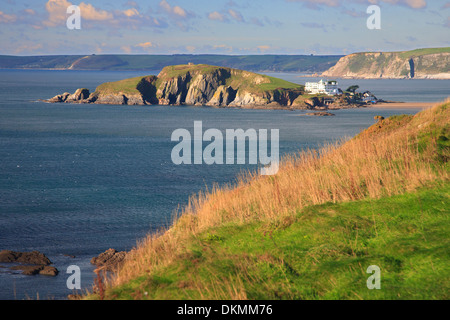 Burgh Island, Bigbury und Größe in South Devon vom Küstenweg Stockfoto