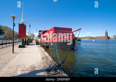 Altes Schiff am Kai in Stockholm Stockfoto