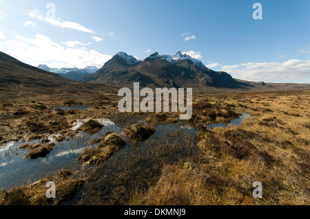 Die Cuillin Berge von Glen Sligachan, Isle Of Skye Highland Region, Schottland, Großbritannien. Stockfoto