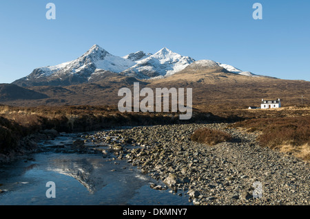 Sgurr Nan Gillean und die Cuillin Berge von Alltdearg Haus, in der Nähe von Sligachan, Isle Of Skye. Hochlandregion, Schottland, UK. Stockfoto