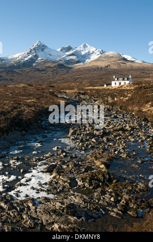 Sgurr Nan Gillean und die Cuillin Berge von Alltdearg Haus, in der Nähe von Sligachan, Isle Of Skye. Hochlandregion, Schottland, UK. Stockfoto