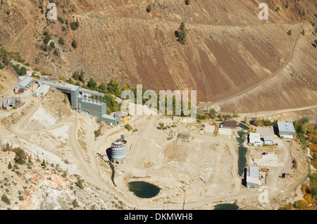 Pine Creek Mine Mühle Altbauten von oben gesehen Stockfoto