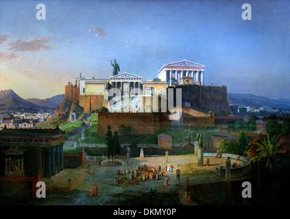 IDEALISIERTE Ansicht der Akropolis und dem Areopag IN Athen (1846) LEO VON KLENZE (1784-1864) Deutsch Deutschland Stockfoto