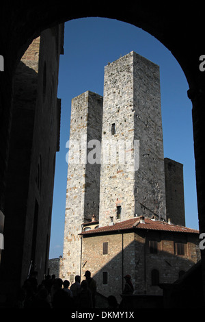 Alte Türme in San Gimignano in der Toskana, Italien Stockfoto