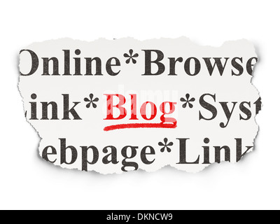 Web-Development-Konzept: Blog auf Papierhintergrund Stockfoto