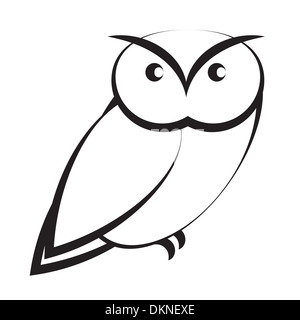 Eule, die isoliert auf weißem Hintergrund Stockfoto