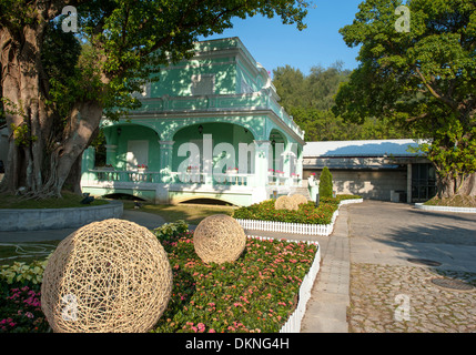 Macaus Taipa Houses Museum erinnern an die Vergangenheit als portugiesische Kolonie mit Häusern ca. 1921 gebaut. Stockfoto