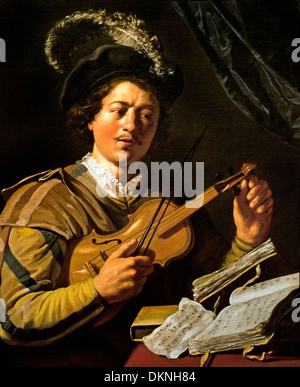 Violin Player 1625 Jan Lievens 1607-1674 Niederlande Niederlande Stockfoto