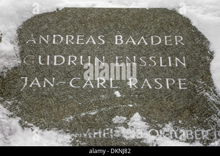 Grabstätte der ehemalige rote Armee Fraktionsmitglieder Andreas Baader, Gudrun Ensslin, jan-Carl Raspe, Dornhalden Friedhof, Stuttgart, Bad Stockfoto