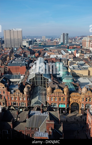 Panoramische Ansicht der Leeds City Centre, zeigt der viktorianischen Viertel. Stockfoto
