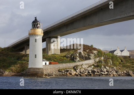 Kyleakin Leuchtturm Eilean Ban, Loch Alsh, Kyle of Lochalsh, Hochland von Schottland, Ross & Cromarty, Schottland. Stockfoto