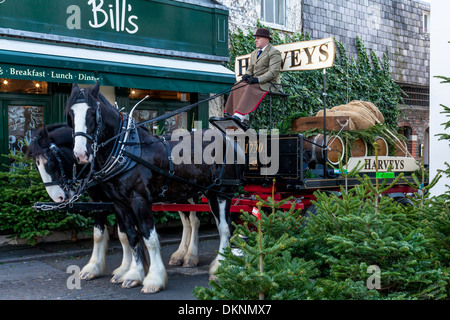 Harveys Brauerei Dray, Weihnachtszeit, Lewes, Sussex, England Stockfoto