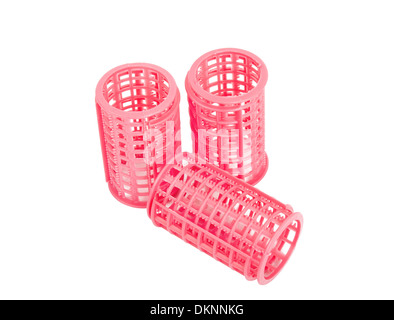 drei Lockenstäbe isoliert auf weißem Hintergrund Stockfoto