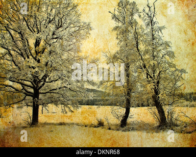 DIGITALE Kunst: Bayerische Winter-Szene Stockfoto