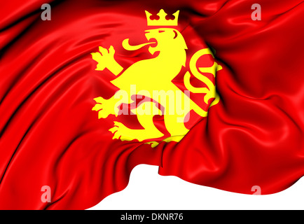 Åthnic mazedonischen Lion Flagge. Hautnah. Stockfoto