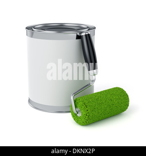 3D Render Bürstenrolle und kann. Maler-Konzept Stockfoto
