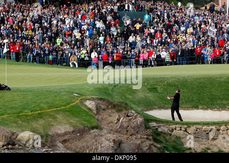 Thousand Oaks, CA, USA. 8. Dezember 2013. Tiger Woods schlägt aus einem Bunker auf der Playoff-Loch während der Endrunde der nordwestlichen gegenseitige World Challenge im Sherwood Country Club in Thousand Oaks, Kalifornien. Charles Baus/CSM/Alamy Live-Nachrichten Stockfoto