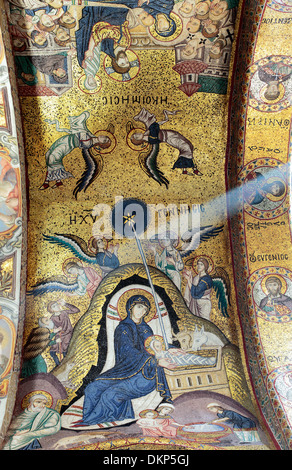 Byzantinische Mosaik der Kirche Santa Maria Dell Ammiraglio (Martorana), Palermo, Sizilien, Italien Stockfoto