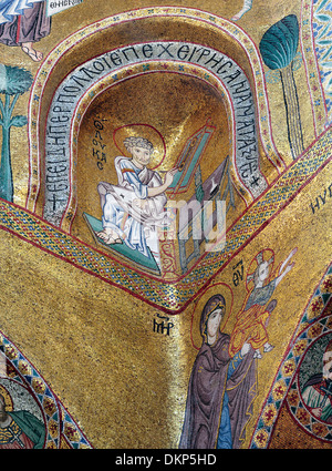 Byzantinische Mosaik der Kirche Santa Maria Dell Ammiraglio (Martorana), Palermo, Sizilien, Italien Stockfoto