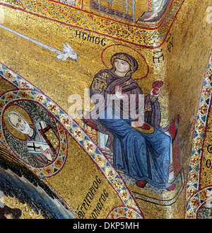 Byzantinische Mosaik der Kirche Santa Maria Dell Ammiraglio (Martorana), Palermo, Sizilien, Italien Stockfoto