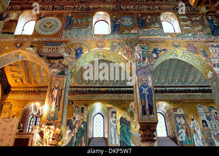 Mosaik der Cappella Palatina (12. Jahrhundert), Palermo, Sizilien, Italien Stockfoto