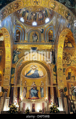 Mosaik der Cappella Palatina (12. Jahrhundert), Palermo, Sizilien, Italien Stockfoto