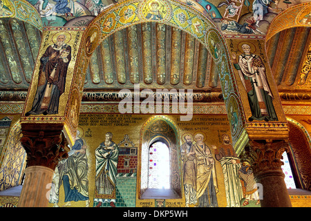 Mosaik der Cappella Palatina (12. Jahrhundert), Palermo, Sizilien, Italien Stockfoto