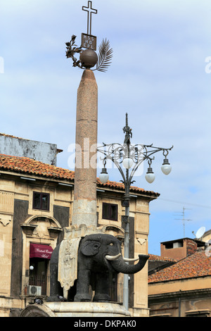 u Liotru, Wahrzeichen der Stadt Catania, Sizilien, Italien Stockfoto